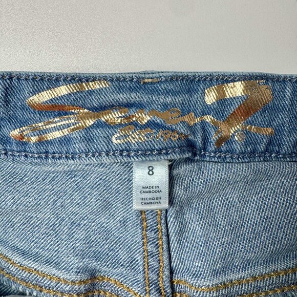 Seven7 Distressed Croopped Straight Leg Jeans Women’s Size 8 Light Wash - Picture 10 of 13